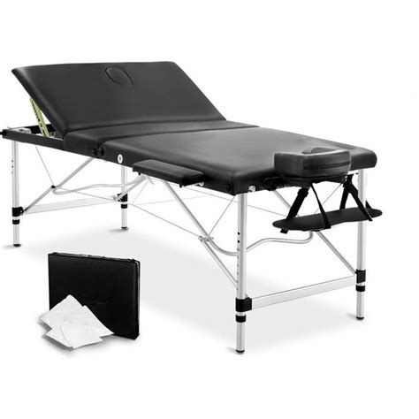 Zenses 80cm Portable Aluminium Massage Table 3 Fold Black Beauty