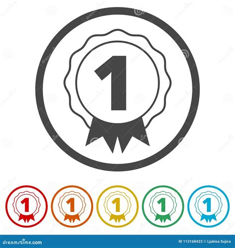 Number 1 Badge Award Icon Award Sign 6 Colors Included Stock Vector
