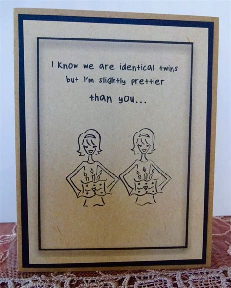 Twin Birthday Card Funny Sister Card By Papertreasuresshoppe
