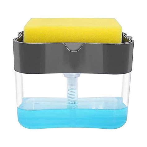 Soap Dispenser Soap Pump Sponge Caddy 2 In 1 Manual Press Liquid Soap Dispenser Sponge Holder