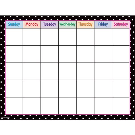 Black Polka Dots Calendar Chart Tcr7605 Teacher Created Resources