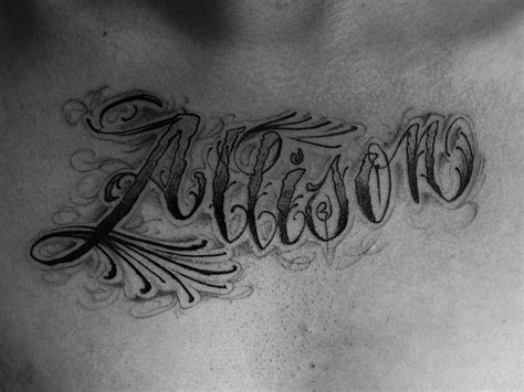 Allison Tattoo Letter Tattoo Chest Cursive Letter Tatuaje De Nombre