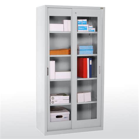 Clear acrylic door panels offer visibility to stored contents without the need to open the cabinet. Sandusky Cabinets, BV4S361872, Sliding Door Clearview ...