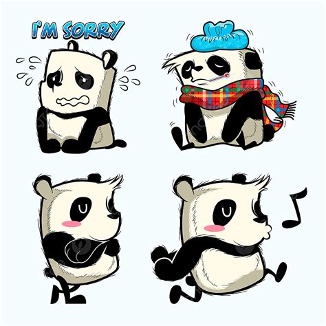 Gambar Stiker Panda Lucu Panda Patch Tambalan Vektor Beruang Png Dan
