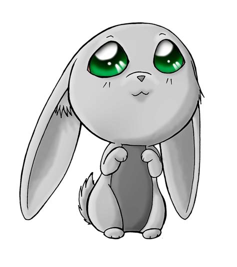 Le corps et la tête sont voici cet article présentant le dessin kawai terminé. Lapin Gris Manga Aux Yeux Verts