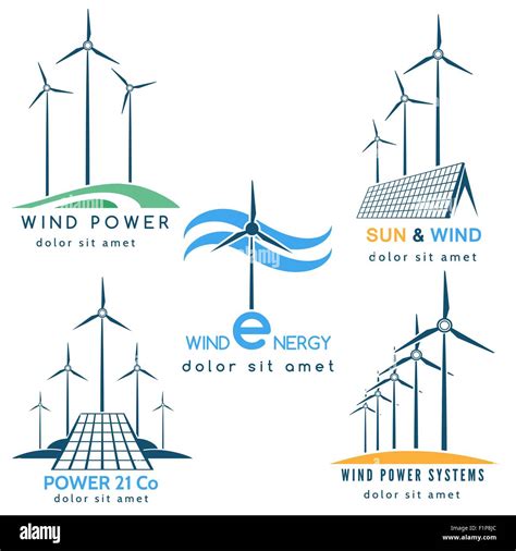 Power Making Company Logo Or Emblem Set Solar And Wind Energy