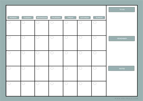 Diy Monthly Planner Dry Erase Calendar Free Printable