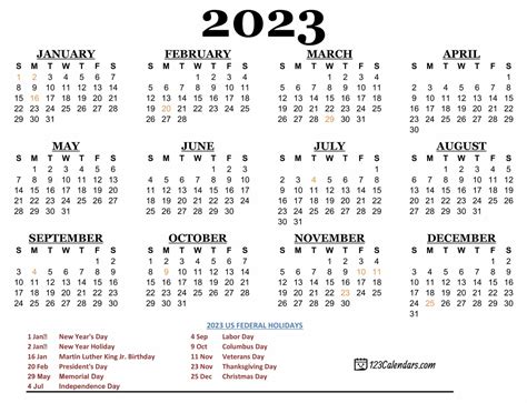 Free Printable Calendar 2023 Yearly Holiday Time And Date Calendar