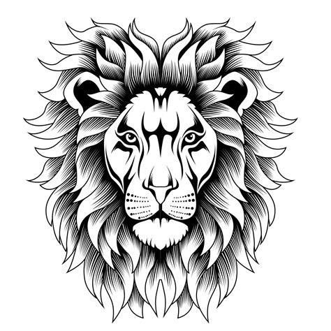 Lion Head Illustration In Black And White 7721235 Vector Art At Vecteezy