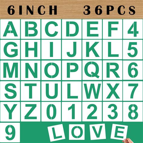Buy 6 Letter Stencils And Numbers 36 Pcs Alphabet Art Craft Stencils