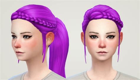 Liahxsimblr Simsticle‘s Braided Ponytail Retextured Sims 4 Hairs
