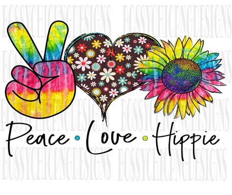 Peace Love Hippie Sublimation Design Hippie Sublimation Etsy