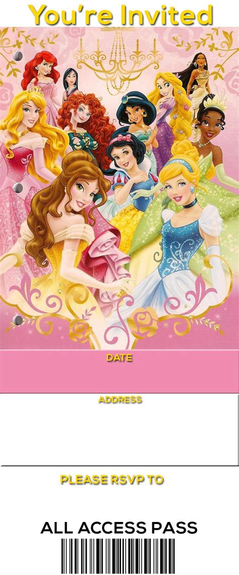 Free Printable Disney Princess Ticket Invitation Template Disney