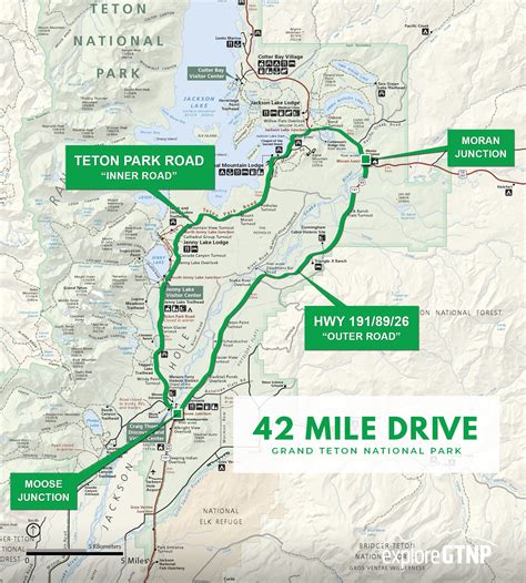 42 Mile Scenic Loop Drive Grand Teton National Park Map Info Pro