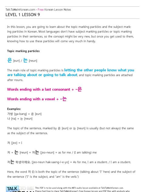 Talk To Me In Korean Level 1 Lesson 5 - Talk To Me in Korean - Level 1 Lesson 9 | PDF