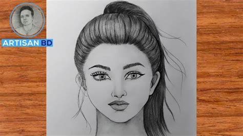How To Draw A Girl With Ponytail Hairstyle Pencil Sketch Step By