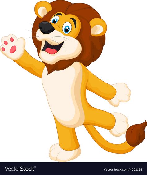 Happy Cartoon Lion Posing Royalty Free Vector Image