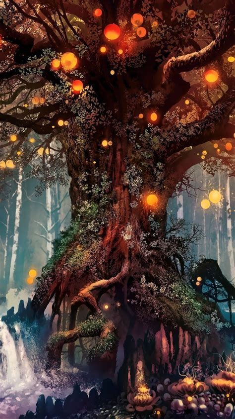 Old Tree Fantasy Art 720x1280 Wallpaper Fantasy Art Landscapes