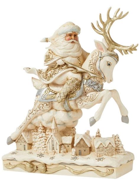 Jim Shore 6011167 Holiday Lustre Santa And Reindeer Figurine Claus