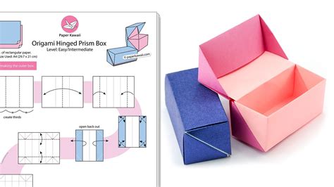 Origami Hinged Prism Gift Box Diagram Origami Diagrams Origami Box