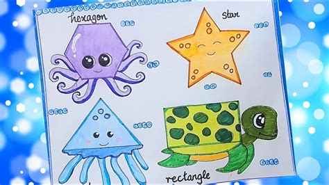 Part 1🌟learn Shapes Drawing And Colouring📐sea Animals Drawing With