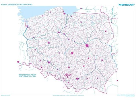 Mapa konturowa Polski administracyjna ćwiczeniowa mapa ścienna Kompleksowe Centrum