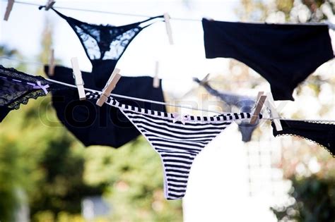 Underwear Hanging To Dry In A Stock Image Colourbox
