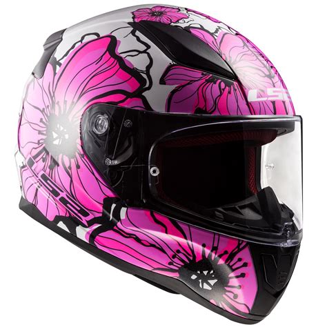 Ls2 Ff353 Rapid Poppies Dark Pink Full Face Motorcycle Helmet
