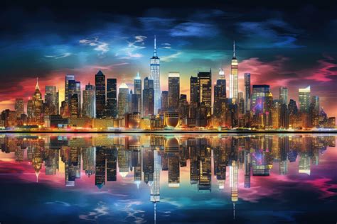 Night View Of Manhattan New York City United States Of America