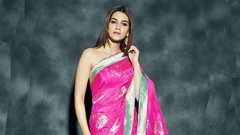 Kriti Sanon Wears A Vibrant Pink Ekaya Sari With A Strapless Blouse Vogue India