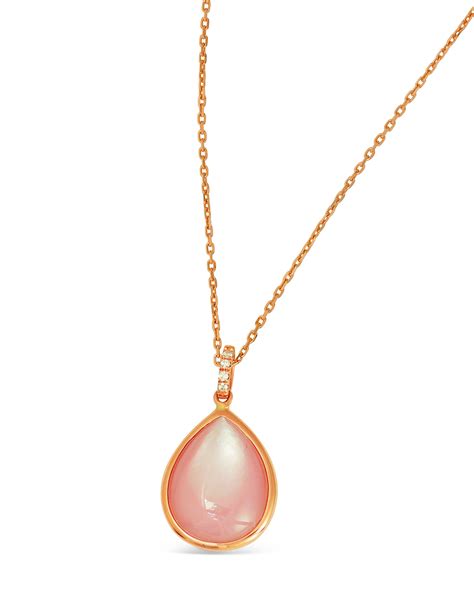 Frederic Sage 18k Luna Pink Mother Of Pearl Teardrop Pendant Necklace