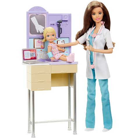 Barbie Fast Cast Clinic Playset With Brunette Barbie Doctor Doll Play Areas