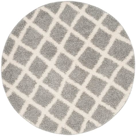 Shop grey round shag rug 8'. Safavieh Dallas Shag Gray/Ivory 6 ft. x 6 ft. Round Area ...