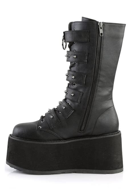 demonia damned 225 boots black vegan leather goth mall