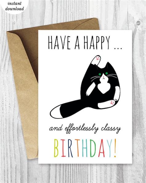 Printable Birthday Cards Funny Cat Birthday Cards Instant
