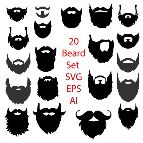 20 Beard Svg Bundle Beard Clip Art Beard Svg Cut File Beard Etsy India