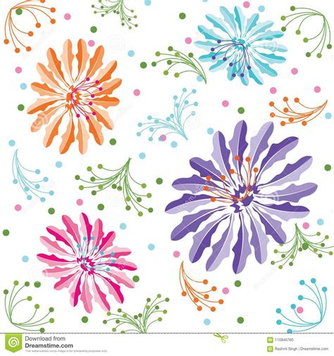 Colorful Flower Background Seamless Floral Pattern In Vector Stock