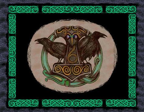 Thors Hammermjölnir And Odins Ravens Hugin And Munin Collage Ive