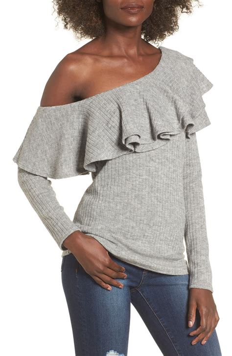 Storee Ruffle One Shoulder Sweater Nordstrom