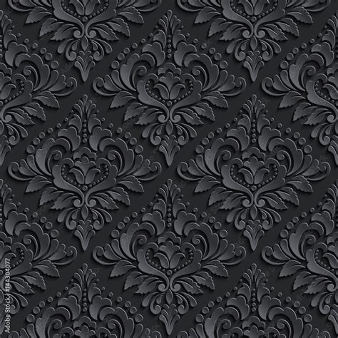 Vector Dark Damask Seamless Pattern Background Elegant Luxury Texture