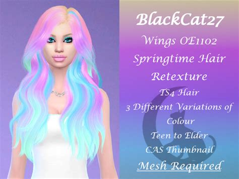 The Sims Resource Blackcat27 Wings Oe1102 Springtime Hair Retexture