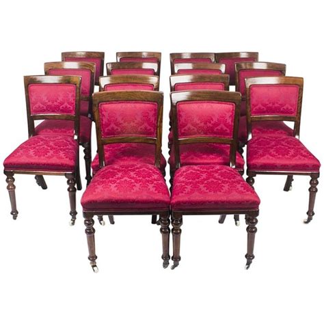 Red burgundy winged living room chairs. Antique Set 14 Victorian Mahogany Upholstered Back Dining ...