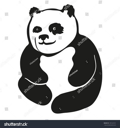 Cartoon Black And White Panda Bear Sitting And Smiling Vector