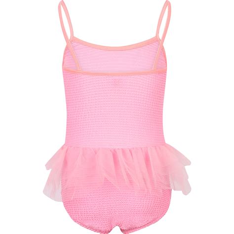 Piccoli Principi Tulle Ruffle One Piece Swimsuit In Pink