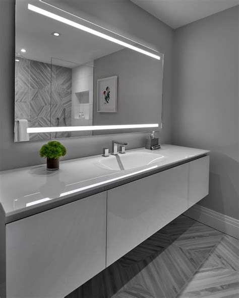 Modern Guest Bathroom With Gray And White Vanity And