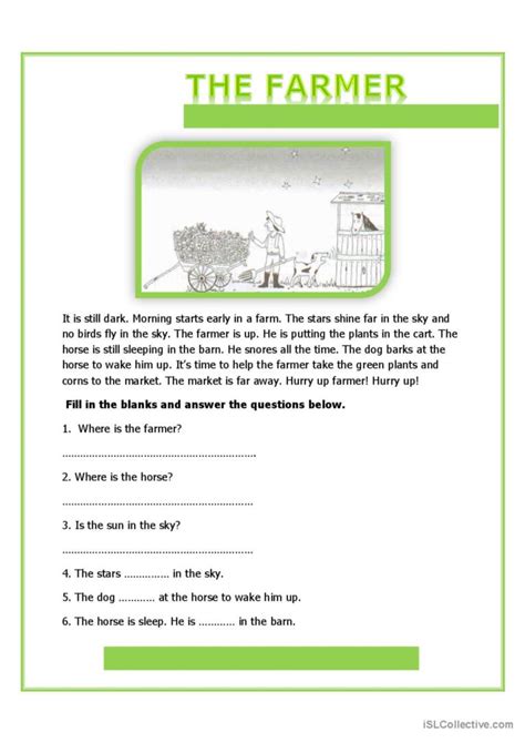 the farmer reading comprehension english esl worksheets pdf and doc