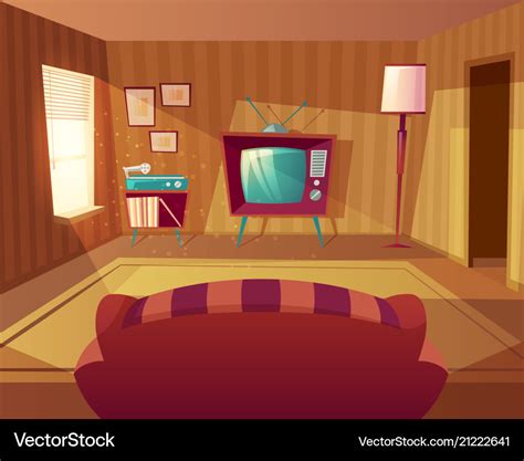 Cartoon Living Room With Sofa Tv Royalty Free Vector Image