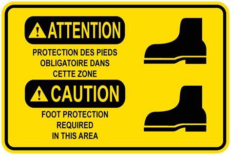 Panneaux NORME OSHA Atttention Protection Des Pieds Obligatoire