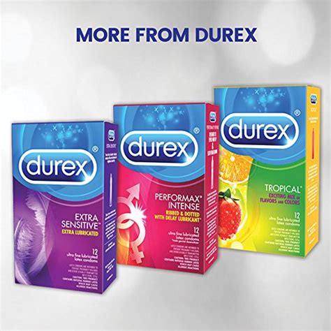 durex condom prolong natural latex condoms 12 count ultra fine ribbed and dotted with delay