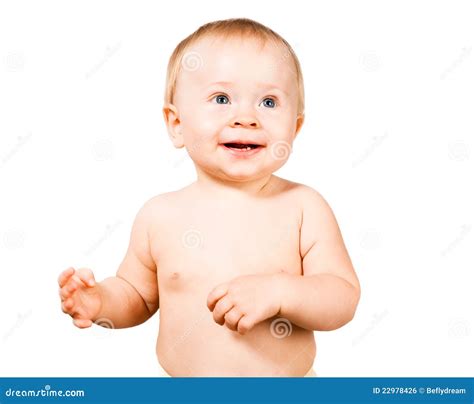 Cute Excited Infant Baby Isolated On White Stock Photo Image Of